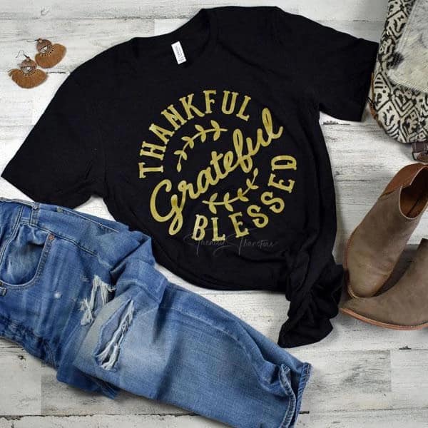 Thankful Grateful Blessed Metallic Gold