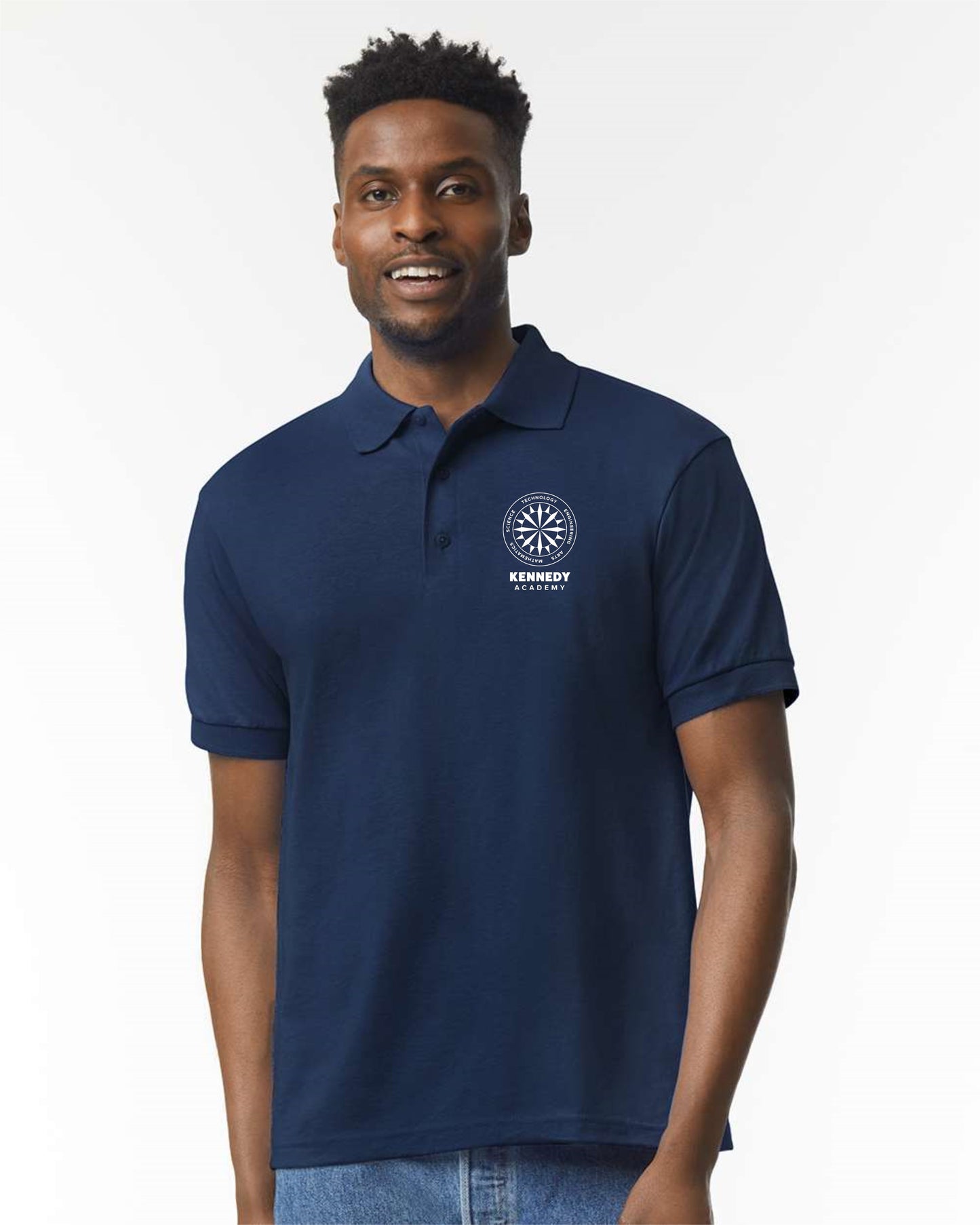 Kennedy Youth/Adult White Logo Dry Blend Polo