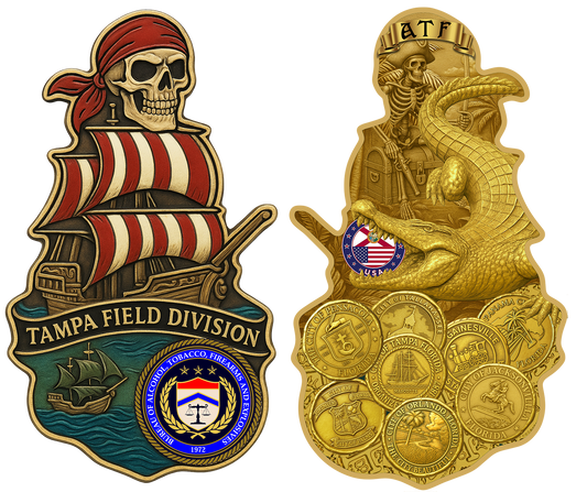 Tampa Field Division 3" Challenge Coin Bronze Plating